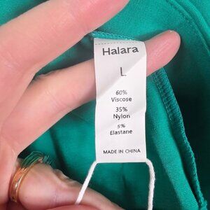 Halara Army  Green Gold Button Military Style Sz L Mob WifeNWT Open Blazer